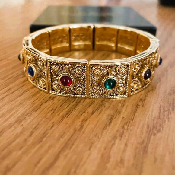 Joan Rivers Egyptian Revival Byzantine Style Stretch Bracelet with Box EUC - Picture 1 of 5